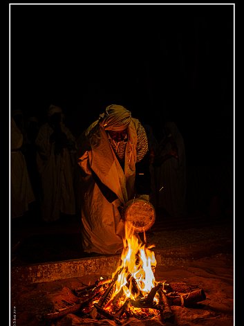 Red fire in red oasis